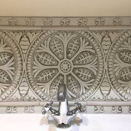 Handmade Moroccan Style Tile Geometric Wall Art, Garden Decor, Aqua & White - 30cm/11.8 - thumbnail 4