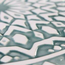 Handmade Moroccan Style Tile Geometric Wall Art, Garden Decor, Aqua & White - 30cm/11.8 - thumbnail 3