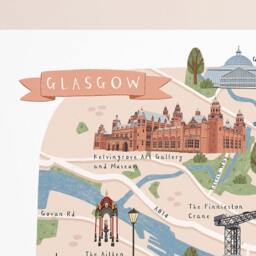 Glasgow Map, Illustrated Map Of Glasgow, Poster, Print, Art, Illustration, Gift, Travel - thumbnail 3