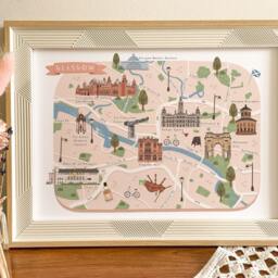 Glasgow Map, Illustrated Map Of Glasgow, Poster, Print, Art, Illustration, Gift, Travel - thumbnail 2