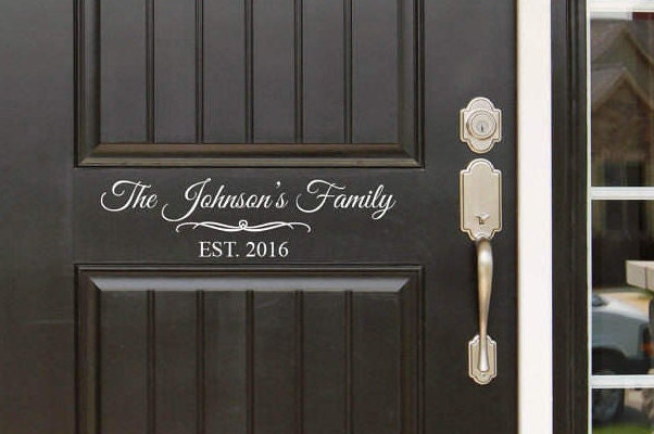 Family Name & Est Year Front Door - Entryway Or Wall Vinyl Decal Sticker - Great Gift Idea/Home Decor - image 1