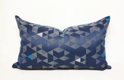Navy Blue Geometric Lumbar Pillow Cover Hbf Equation Fabric - thumbnail 1