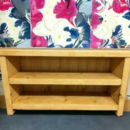 Handmade Solid Pine Shoe Storage Bench, Rustic Hallway Organizer - thumbnail 2