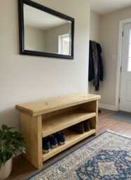 Handmade Solid Pine Shoe Storage Bench, Rustic Hallway Organizer
