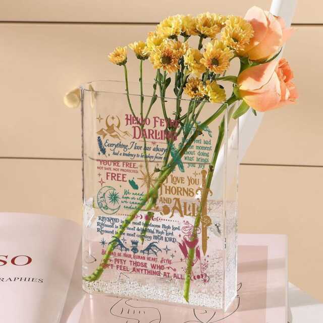 Acotar Fan Acrylic Book Vase, Hello Feyre Darling The Night Court Illyrians, A Of Thorns & Roses, Rhysand Cassian Azriel