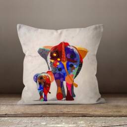 Elephant Cushion Cover-Red Flower Pillow Case-Housewarming Case-Home Decor Cover-Gift For Her Cushion-Handmade Material - thumbnail 3