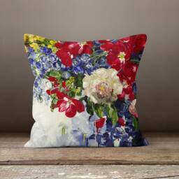 Elephant Cushion Cover-Red Flower Pillow Case-Housewarming Case-Home Decor Cover-Gift For Her Cushion-Handmade Material - thumbnail 4