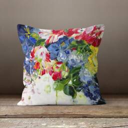 Elephant Cushion Cover-Red Flower Pillow Case-Housewarming Case-Home Decor Cover-Gift For Her Cushion-Handmade Material - thumbnail 2