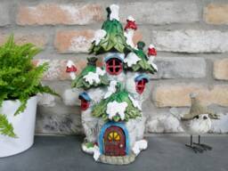 Large Christmas House Festive Home Decoration Ornament Figure Piece Holly Roof House