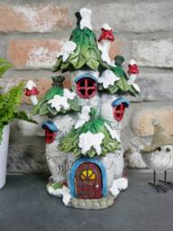Large Christmas House Festive Home Decoration Ornament Figure Piece Holly Roof House - thumbnail 2