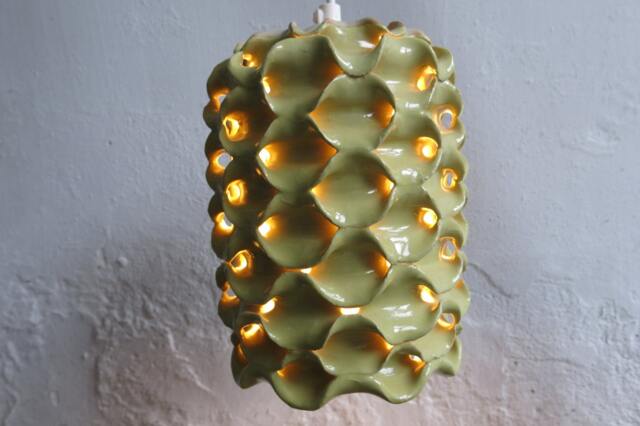 Ceramic Stoneware Cylindrical Hanging Lamp - image 1