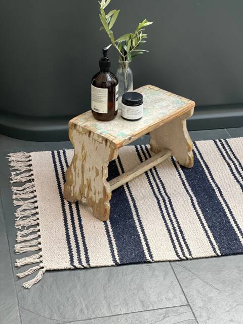 Hand Woven French Stripe Cotton Rug - image 1