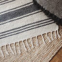 Hand Woven French Stripe Cotton Rug - thumbnail 3