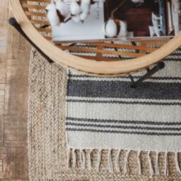 Hand Woven French Stripe Cotton Rug - thumbnail 4