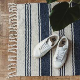 Hand Woven French Stripe Cotton Rug - thumbnail 2