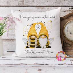 Valentine Gift, Bee Cushion, Personalised Anniversary Wedding Pillow, Gift For Wife, Gift Husband, Girlfriend - thumbnail 2