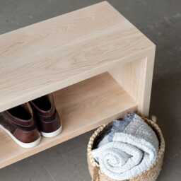 Handcrafted Wooden Mudroom Bench - Narrow Entryway Console Table Modern Cofee Wood Dining Minimalist Home Decor - thumbnail 1