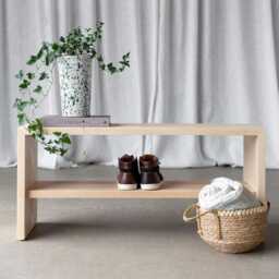Handcrafted Wooden Mudroom Bench - Narrow Entryway Console Table Modern Cofee Wood Dining Minimalist Home Decor - thumbnail 2