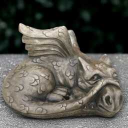 Gothic Dragon Statue Concrete Resting Sculpture Outdoor Laying Ornament Wildlife Decoration Handmade Figure Lover Gift - thumbnail 1