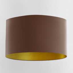 Brown Lampshade With Brushed Gold Lining & 100% Cotton Fabric, Handmade Lampshades, Table Brown - thumbnail 1