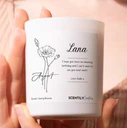 Happy Birthday August Flower Candle With Personalised Message For The Month Boy Celebration Gift Party - thumbnail 1