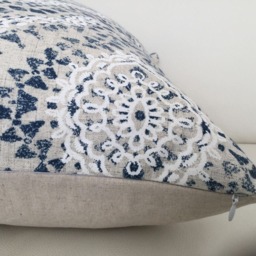 Denim Blue Damask Cushion Cover Boho Toss Pillow - thumbnail 2