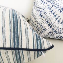 Denim Blue Damask Cushion Cover Boho Toss Pillow - thumbnail 4