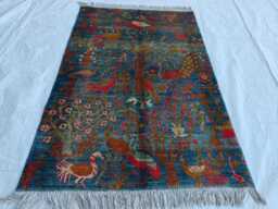 Handcrafted Wool Pictorial Rug Afghan Artistic Rug - 4.8x3.2 Ft - thumbnail 1