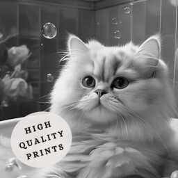 Funny Persian Cat Bathroom Print, Toilet Wall Art, Quirky Guest Decor, Poster, Lover Gift - thumbnail 2