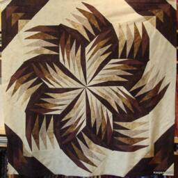 Romancing in Brown - Handmade Starburst Wall Hanging Quilt Striking Neutral & Cream Tones