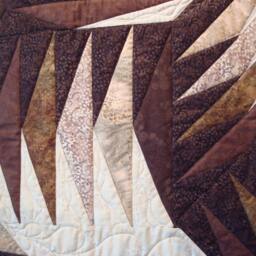 Romancing in Brown - Handmade Starburst Wall Hanging Quilt Striking Neutral & Cream Tones - thumbnail 4