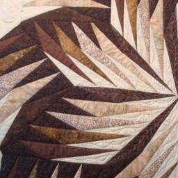 Romancing in Brown - Handmade Starburst Wall Hanging Quilt Striking Neutral & Cream Tones - thumbnail 3