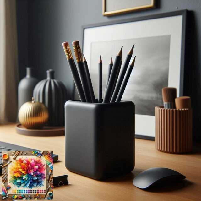 Square Design Pencil & Pen Holder, Desk Tidy Cup, Office Organiser - image 1