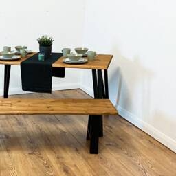 Industrial Dining Table & Bench On Steel Box Hairpin Legs - thumbnail 2