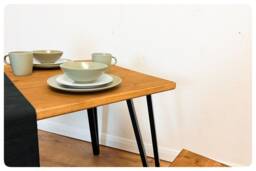 Industrial Dining Table & Bench On Steel Box Hairpin Legs