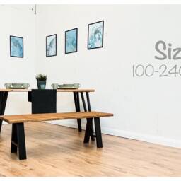 Industrial Dining Table & Bench On Steel Box Hairpin Legs - thumbnail 3