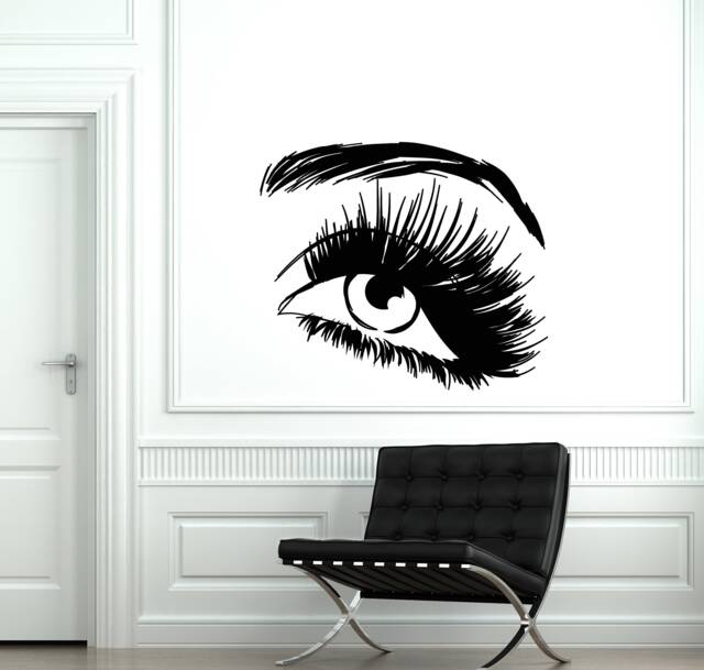 Eyebrow & Eyelashes Wall Mural - Stylish Beauty Salon Vinyl Decal For A Chic Look - #2746Da - image 1