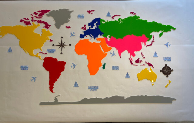 Acrylic World Map Wall Art Multi Coloured Learning Decor - image 1