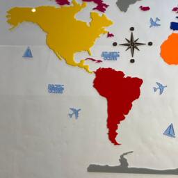 Acrylic World Map Wall Art Multi Coloured Learning Decor - thumbnail 3