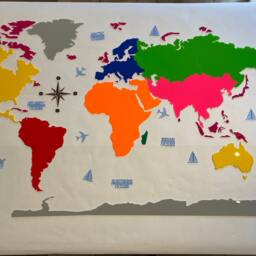 Acrylic World Map Wall Art Multi Coloured Learning Decor - thumbnail 4