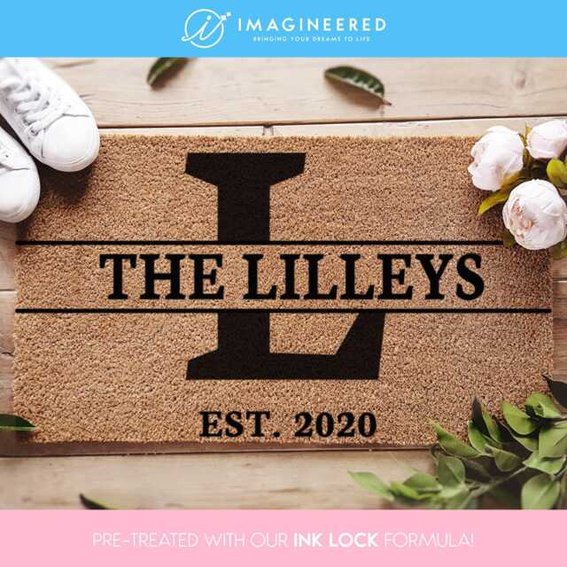 Monogram Doormat - Last Name Door Mat Personalized Surname Housewarming Gift Custom Closing Wedding - image 1