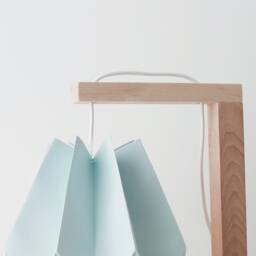 Origami Lamp - Table Lamp Mint Blue With Polar White Stripe Wooden Structure - thumbnail 2