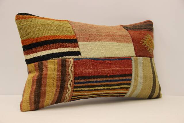 Turkish Kilim Pillow Patchwork Throw Pillow Accent Sofa Lumbar Covers 12X20 in - 30 X 50 cm 4Oef-915 - image 1