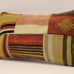 Turkish Kilim Pillow Patchwork Throw Pillow Accent Sofa Lumbar Covers 12X20 in - 30 X 50 cm 4Oef-915 - thumbnail 3