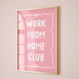 Work From Home Club Art Print, Office Poster, Cute Pink Wall Decor - thumbnail 2