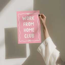 Work From Home Club Art Print, Office Poster, Cute Pink Wall Decor - thumbnail 3