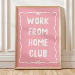 Work From Home Club Art Print, Office Poster, Cute Pink Wall Decor - thumbnail 1
