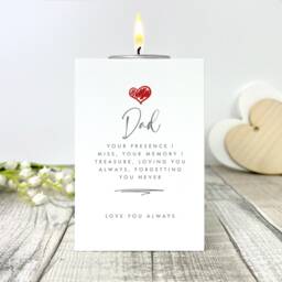 Personalised Red Heart White Tea Light Holder - Custom Wooden Candle Keepsake - thumbnail 2