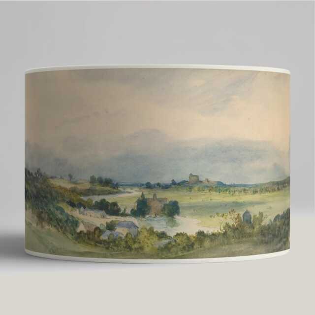 Lampshade For Table Lamp Or Suspension Lampshade - Handcrafted Painted Landscape - image 1