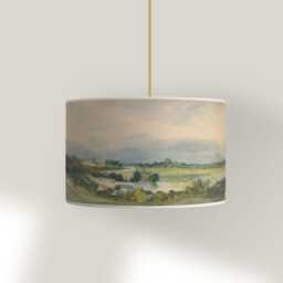 Lampshade For Table Lamp Or Suspension Lampshade - Handcrafted Painted Landscape - thumbnail 2